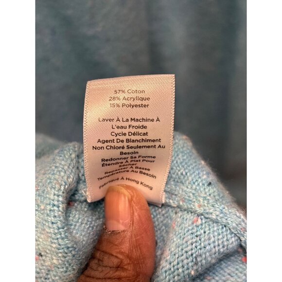 Talbots Petite Blue Elbow Sleeve Sweater Dress With Button Details On Sleeves Si - Picture 10 of 11